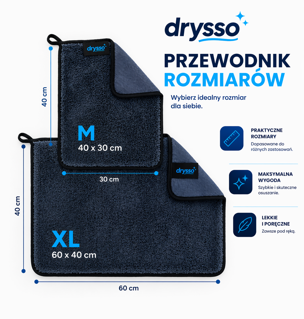 DRYSSO Ręcznik z Mikrofibry Bez Smug